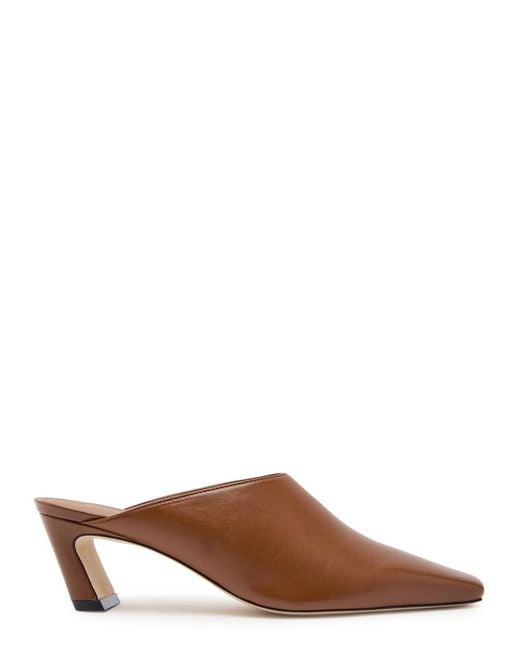 Stuart Weitzman Brown Stassi 50 Leather Mules