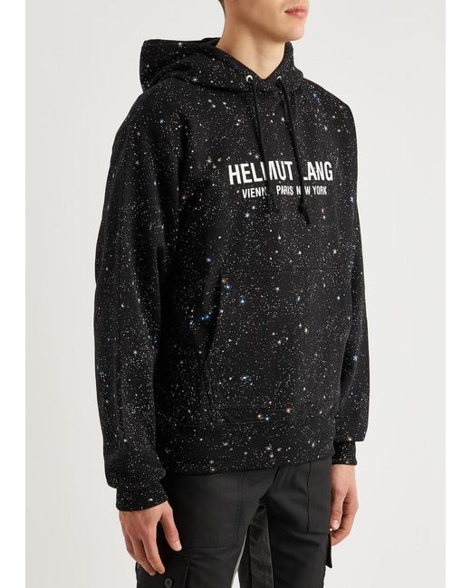 Helmut Lang Black Outer Space Printed Hooded Cotton Sweatshirt for men