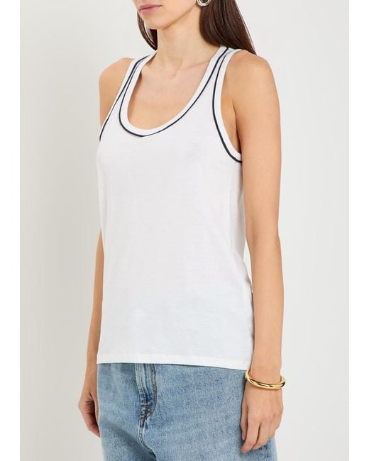FRAME Black The Ringer Pipe-Trim Cotton Tank Top