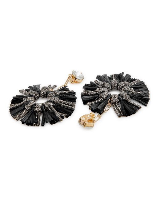 Rosantica Black Lula Embellished Clip-on Drop Earrings
