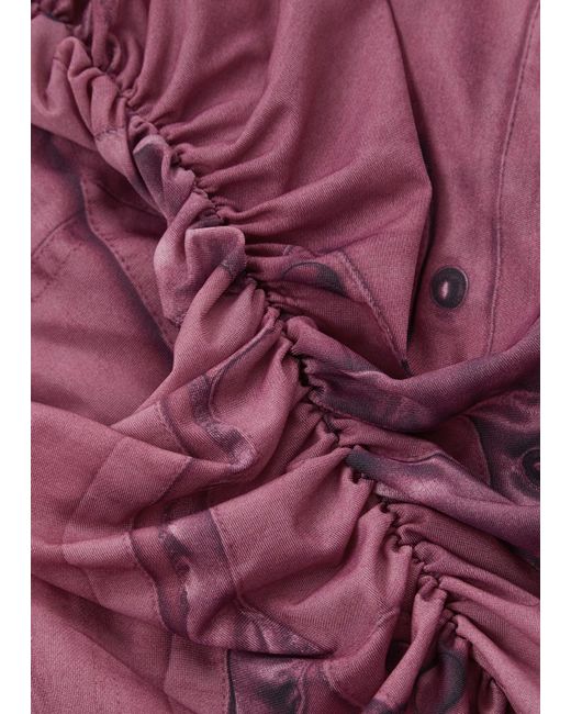 Blumarine Purple Printed Stretch-jersey Maxi Dress