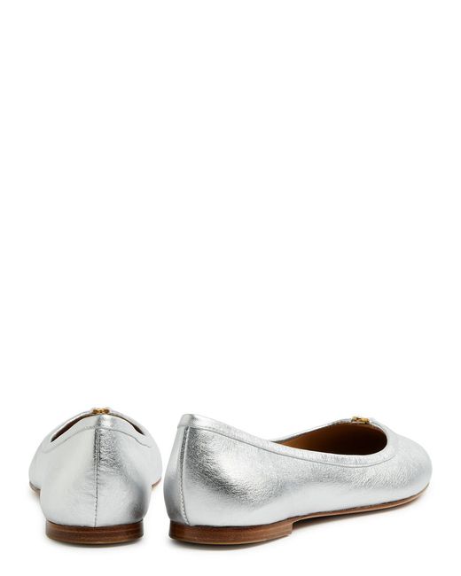 Chloé White Marcie Metallic Leather Ballet Flats