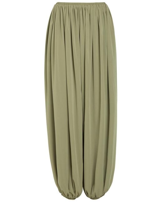Ronny Kobo Green Renier Gathered Tissue Jersey Balloon Trousers