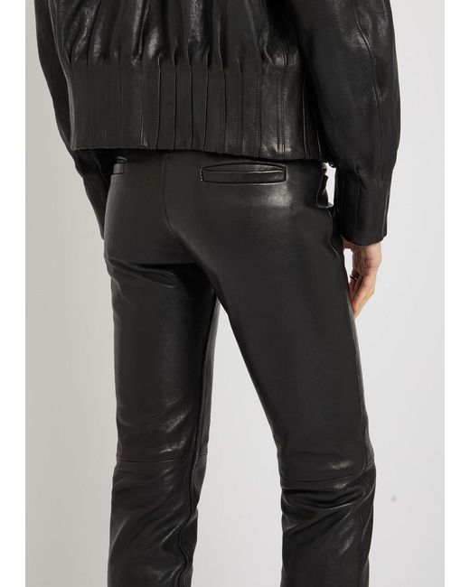 AARON ESH Black Slim-Leg Leather Trousers