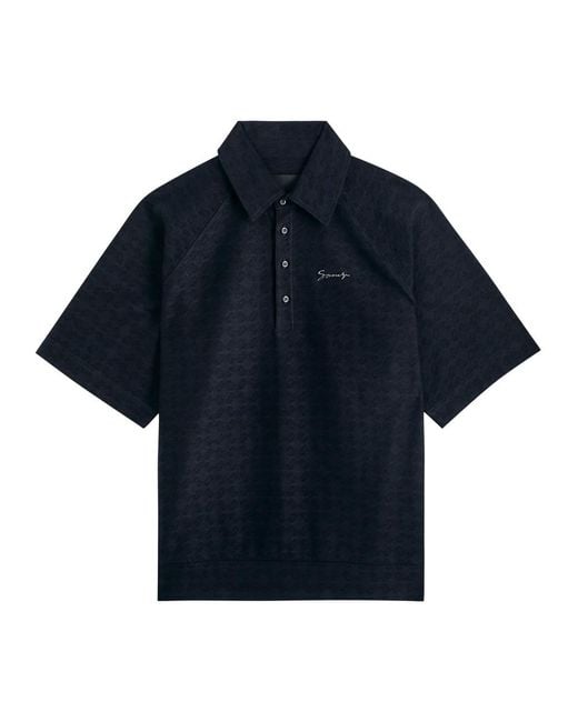 Givenchy Blue Patterned-Intarsia Cotton Polo Shirt for men