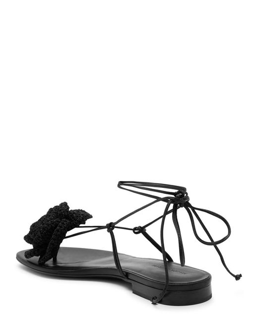 Magda Butrym Black Flower-embellished Leather Sandals