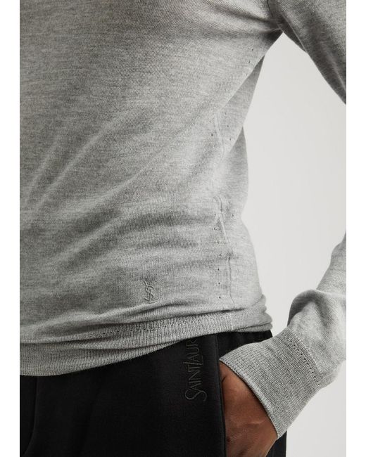 Saint Laurent Gray Cassandre Wool Sweater