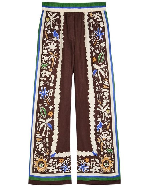 ALÉMAIS Multicolor Maroc Printed Wide-Leg Linen Trousers