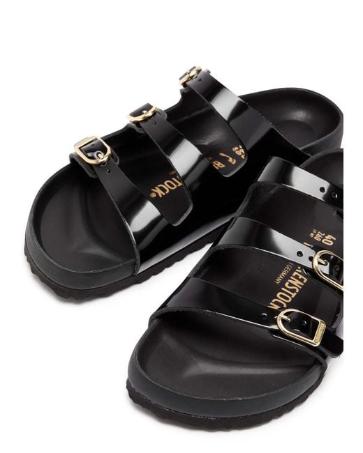 Birkenstock Black Florida Patent Leather Sliders Eu37 Uk4