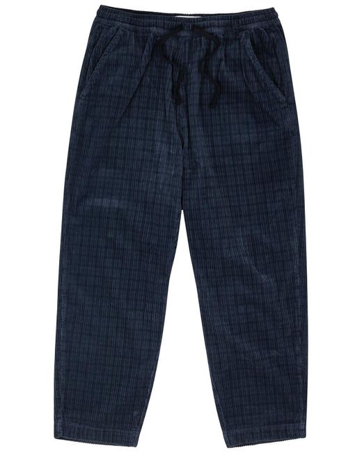 Universal Works Blue Tapered Cotton-blend Trousers for men