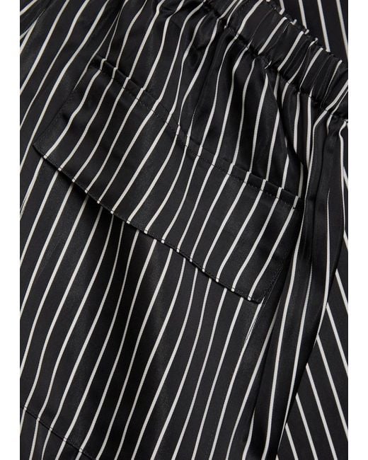 Maria McManus Gray Striped Wide-Leg Satin Trousers