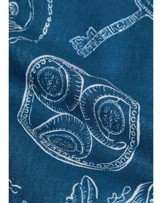 ALÉMAIS Blue Lucky Printed Linen Mini Skirt