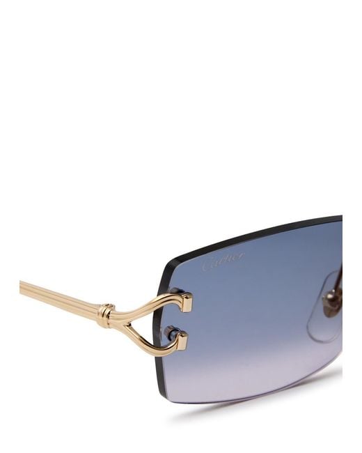Cartier Blue Signature C De Rectangle-Frame Sunglasses