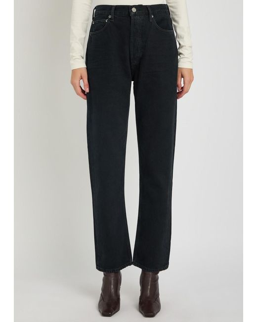 Agolde Black 90S Pinch Waist Straight-Leg Denim Jeans