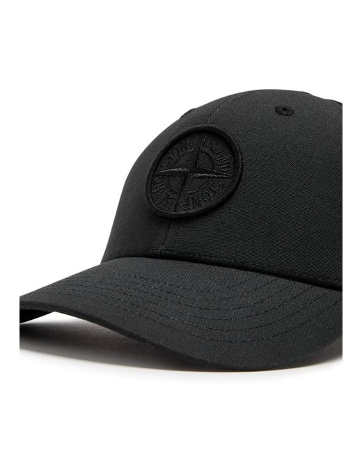 Stone Island Black Logo-embroidered Cotton Cap for men