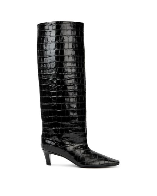 Totême  Black The Wide Shaft Leather Knee-High Boots