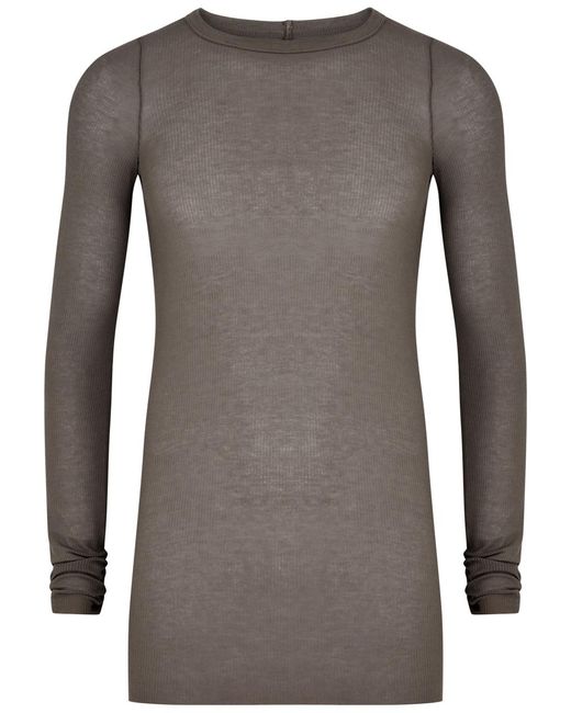 Rick Owens Gray Ribbed Knitted Top for men