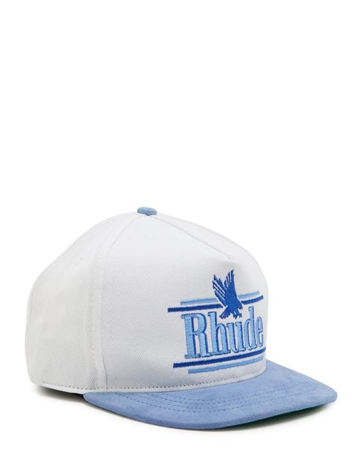 Rhude Blue Rossa Logo-Appliquéd Cotton-Twill Cap for men