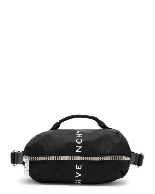 Givenchy Black G-Zip Logo-Print Nylon Belt Bag for men