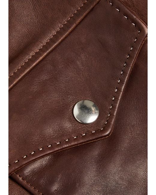 Second Layer Brown Trucker Leather Jacket for men