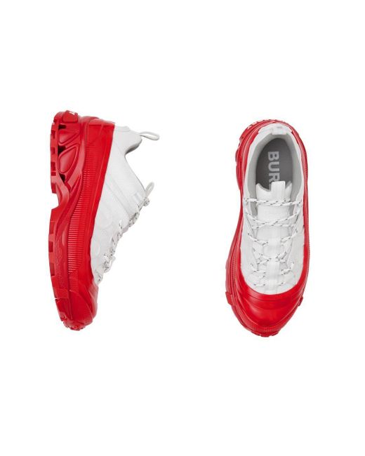Burberry Red Nylon And Suede Arthur Sneakers