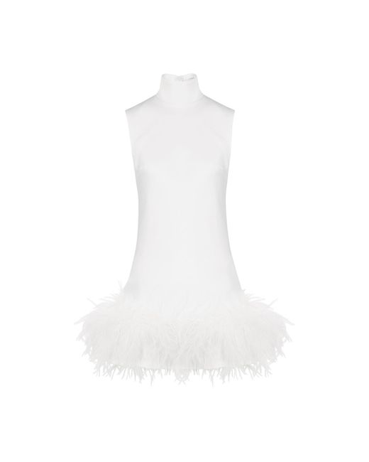 16Arlington White Umiko Feather-Trimmed Mini Dress
