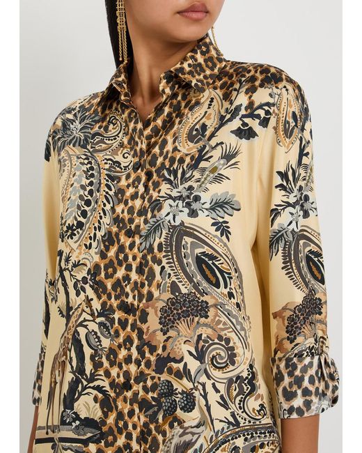 Etro Multicolor Leopard-Print Silk Shirt
