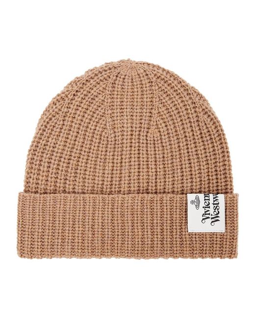 Vivienne Westwood Natural Ribbed-Knit Wool Beanie for men