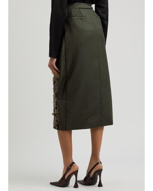 16Arlington Green Beatris Embellished Wool Midi Wrap Skirt