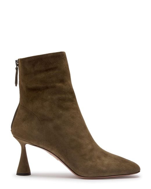 Aquazzura Brown Amore 75 Suede Ankle Boots