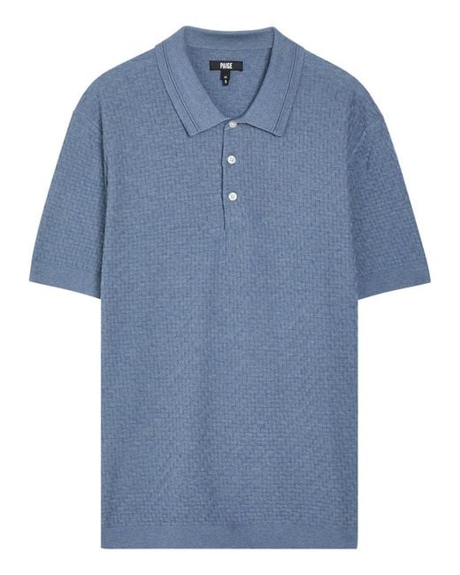 PAIGE Blue Kiko Cotton-Blend Polo Shirt for men