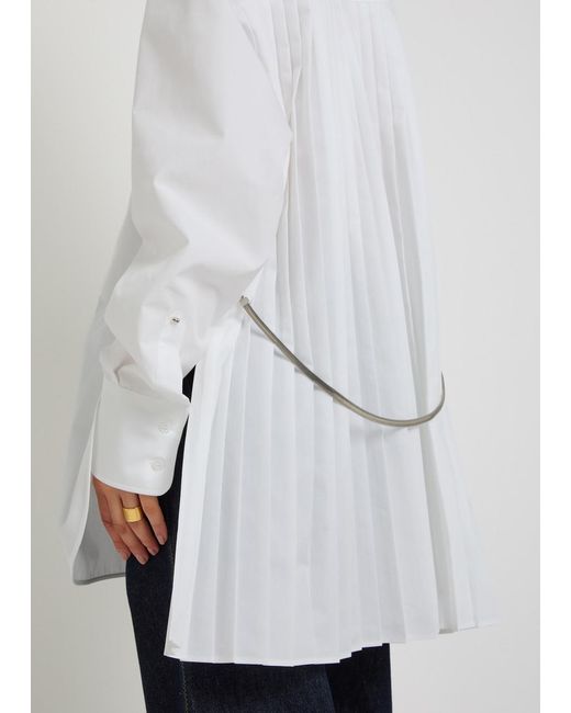 Sportmax White Pleated Cotton-Poplin Shirt