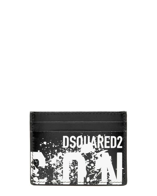 DSquared² Black Icon Logo Leather Card Holder for men