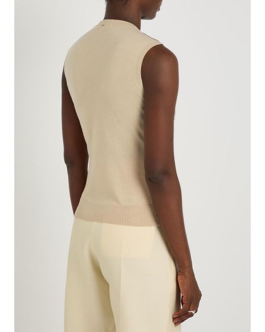Sportmax Natural Crystal-Embellished Fine-Knit Top