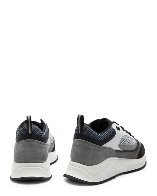 Cleens Gray Essential Runner Panelled Mesh Sneakers for men