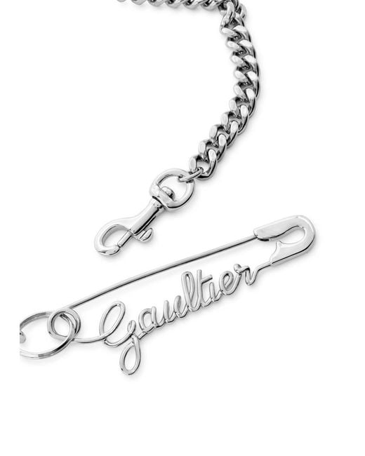 Jean Paul Gaultier White Safety Pin Chain Necklace