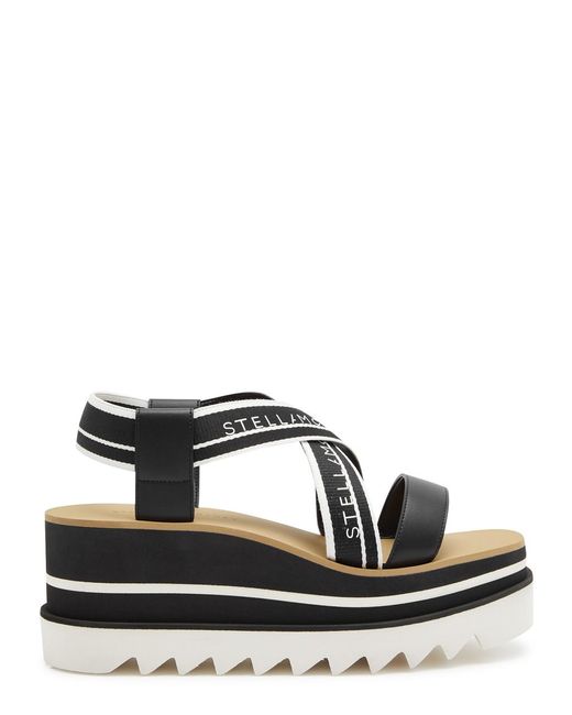 Stella McCartney Black Sneak-elyse Faux Leather Platform Sandals