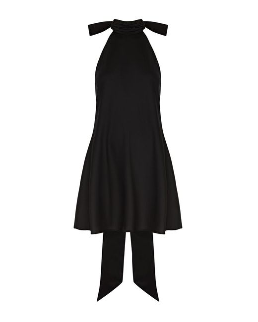 Misha Black Rue Halterneck Satin Mini Dress