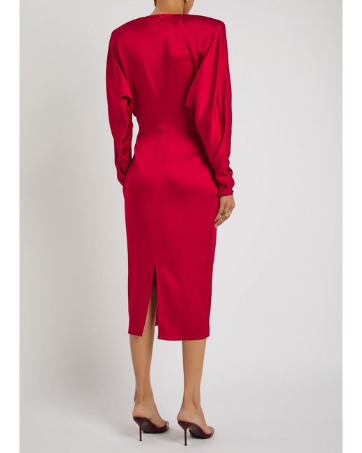 Stella McCartney Red Twisted Satin Midi Dress