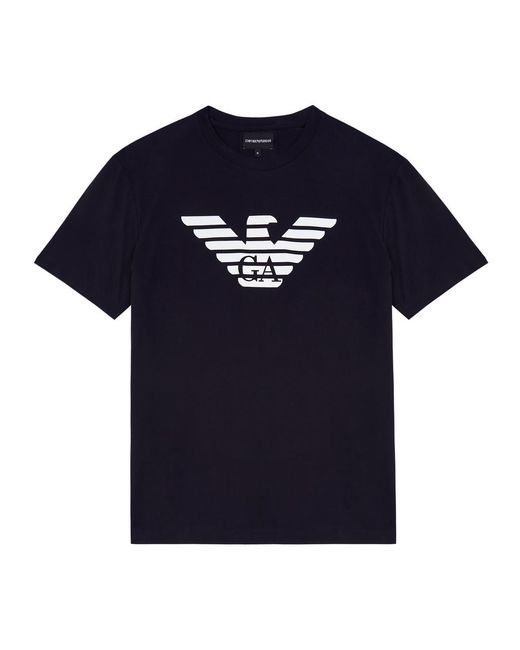 Emporio Armani Blue Logo-print Cotton T-shirt for men