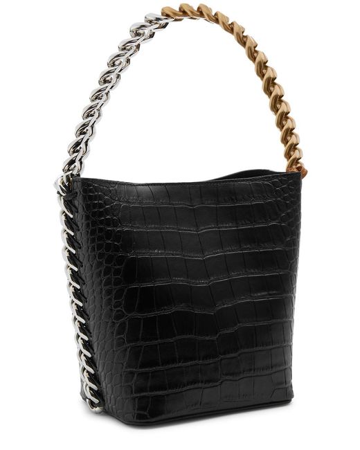 Stella McCartney Black Frayme Crocodile-effect Faux Leather Bucket Bag