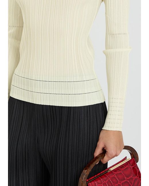 Pleats Please Issey Miyake Natural Pleated Woven Top