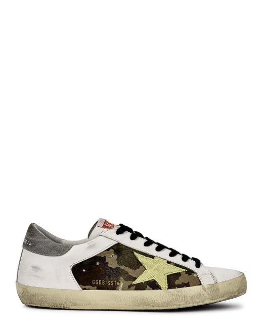 Golden Goose Superstar Camouflage Distressed Leather Sneakers in Green ...