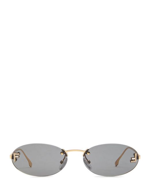 Fendi Metallic Rimless Oval-Frame Sunglasses