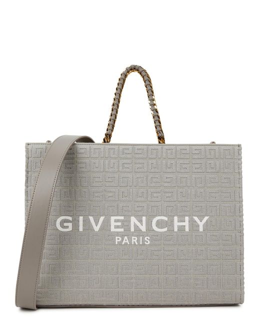 Givenchy Gray 4g Monogram-embroidered Canvas Tote