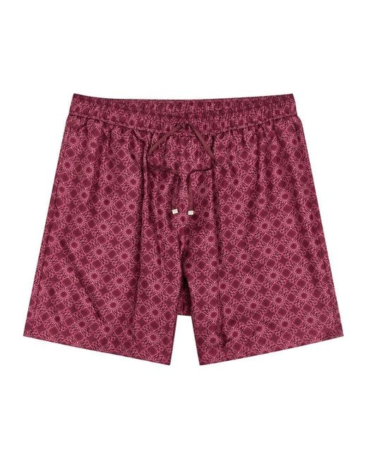 Amiri Red Ma Quad Logo-Monogrammed Silk Shorts for men