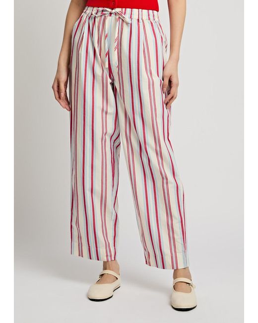 Damson Madder Red Georgia Striped Cotton Trousers