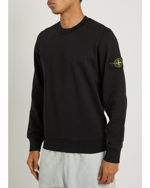Stone Island Black Logo Cotton Sweatshirt for men