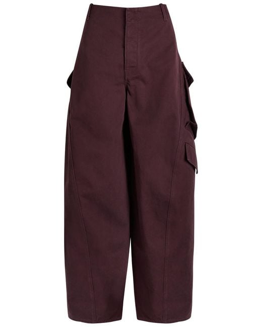 Alaïa Purple Barrel-Leg Cotton Cargo Trousers