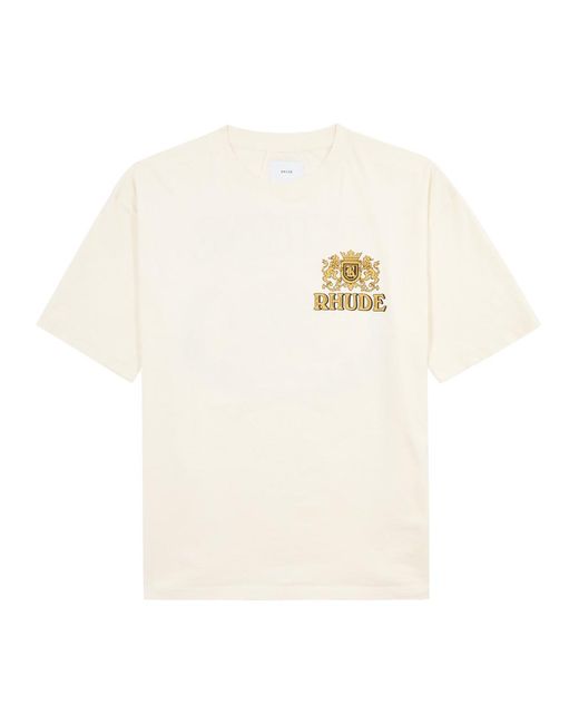 Rhude White Cresta Cigar Printed Cotton T-Shirt for men